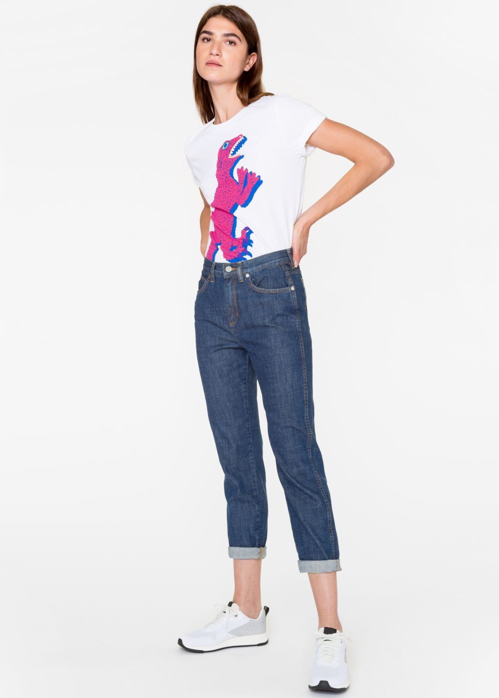 Paul Smith Lady's White 'dino' Print Cotton Shirt