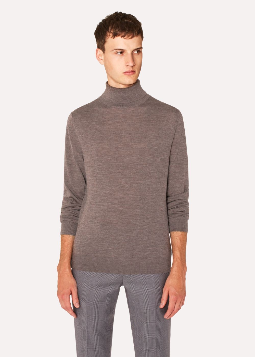 Paul Smith Mens's Brown Marl Merino Wool Roll Neck Sweater