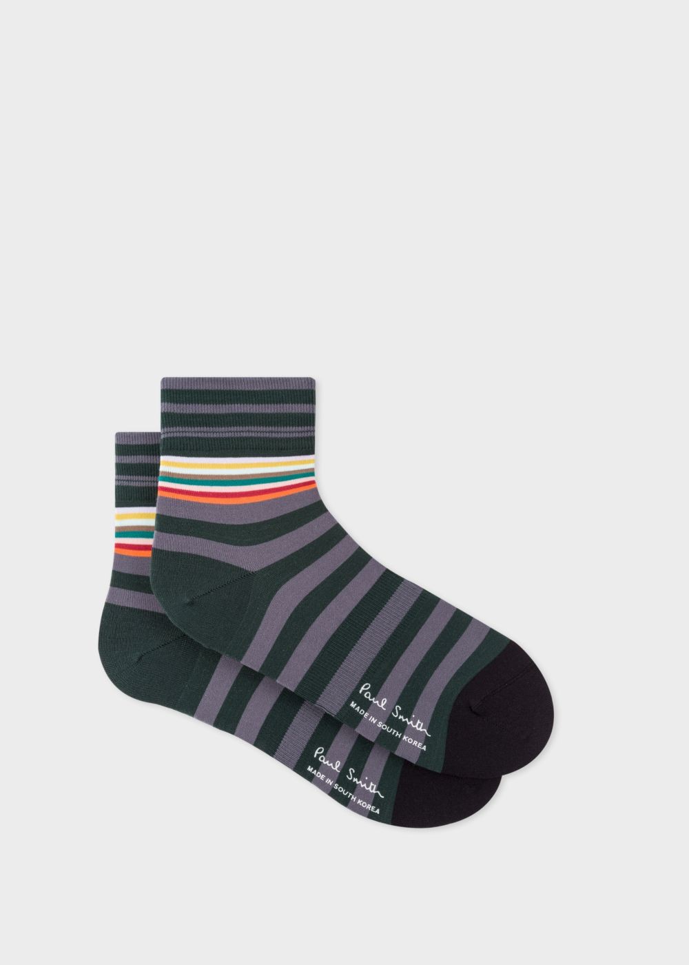Paul Smith Men'S Grey And Green Block-Stripe Cycling Socks