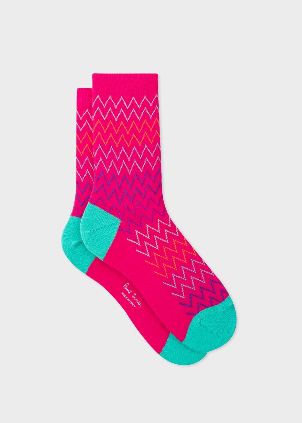 Paul Smith Women's Pink Multi-Coloured Zig-Zag Stripe Socks