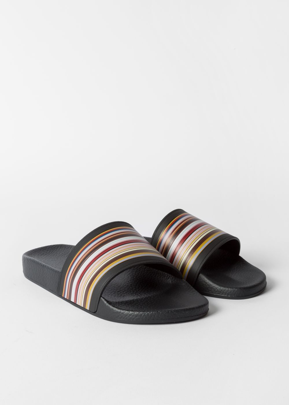 Paul Smith Men's Black 'ruben' Slides With 'signature Stripe' Detail
