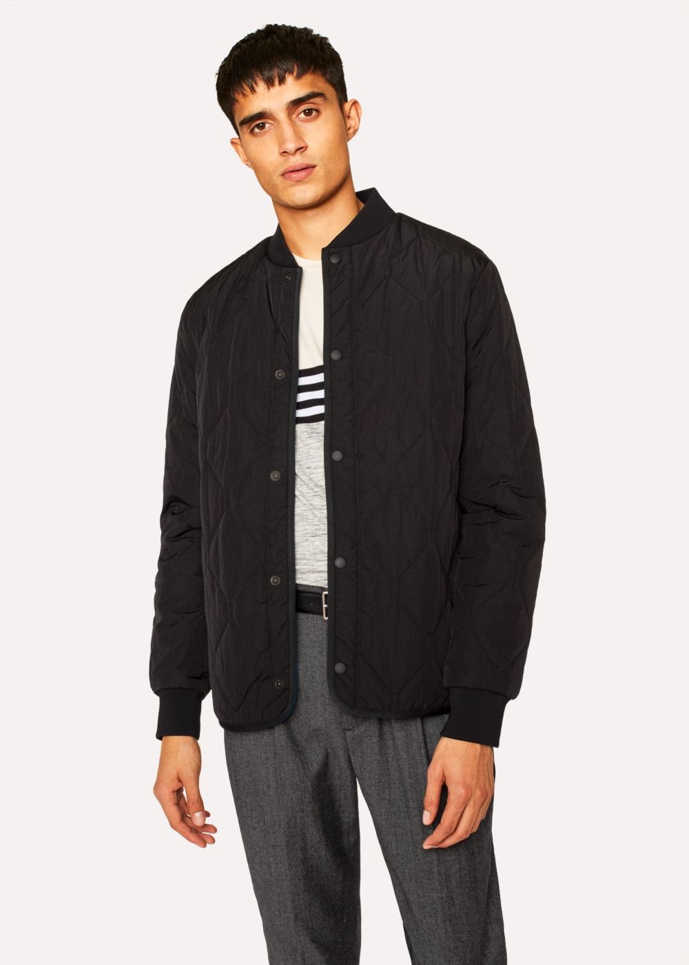 Paul Smith Men's Black Diamond-Quilted Bomber Jacket