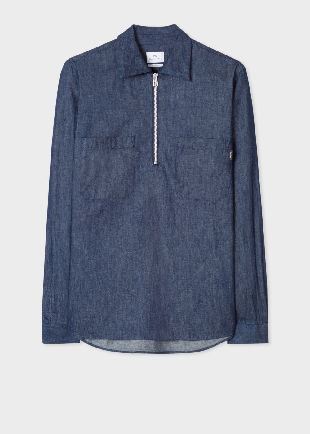 Paul Smith Men's Indigo-Rinse Denim Half-Zip Tshirt