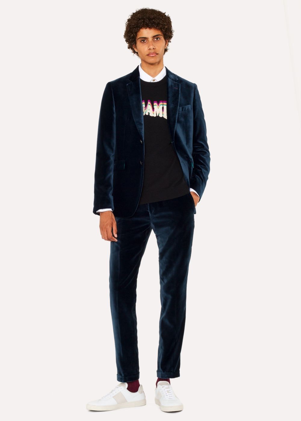 Paul Smith Men's Slim-Fit Slate Blue Velvet Suit