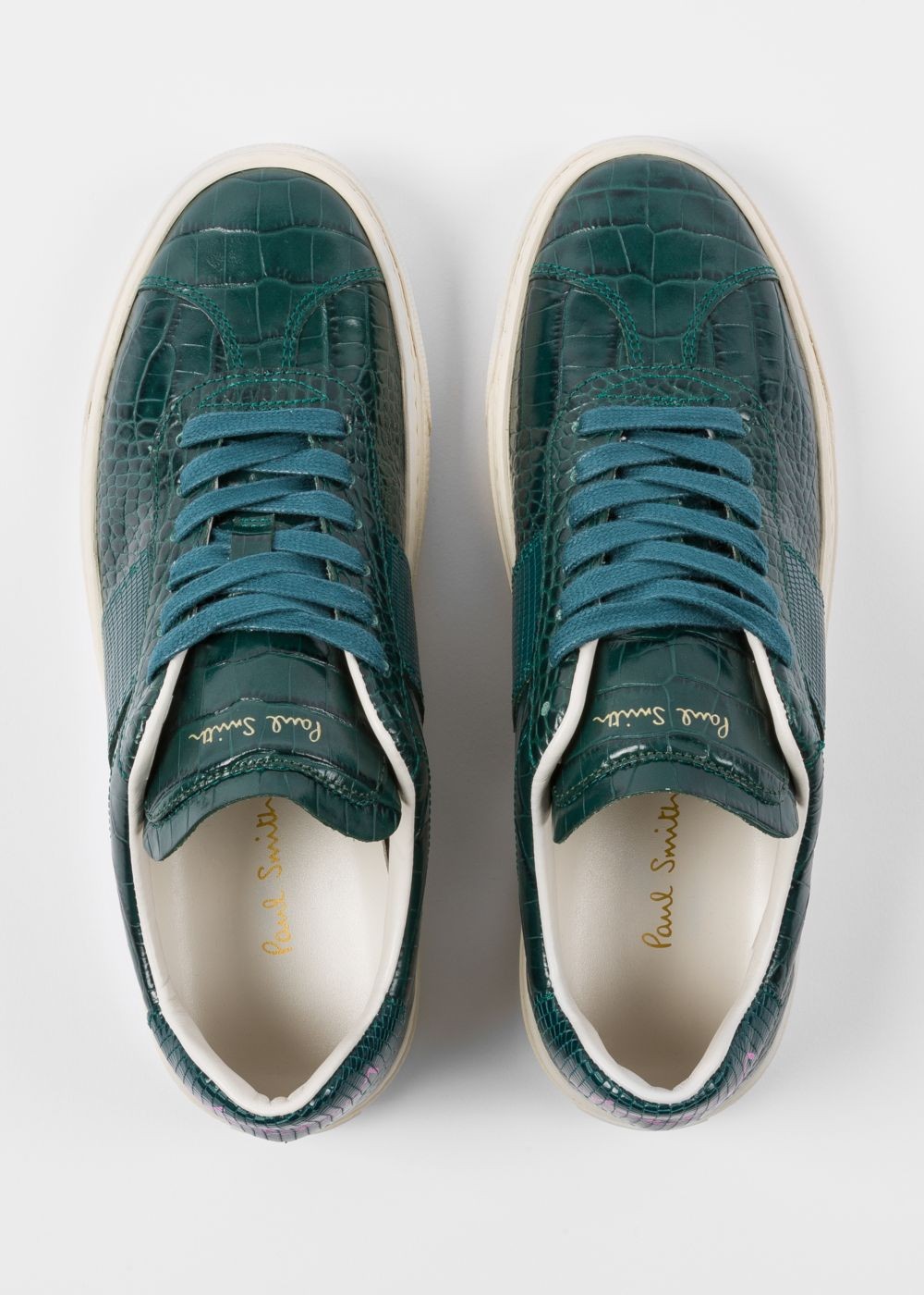 Paul Smith Lady's Teal Mock-Croc Leather 'levon' Sneaker