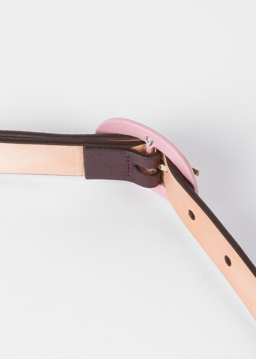 Paul Smith Lady's Burgundy Leather Belt With Pink Buckle