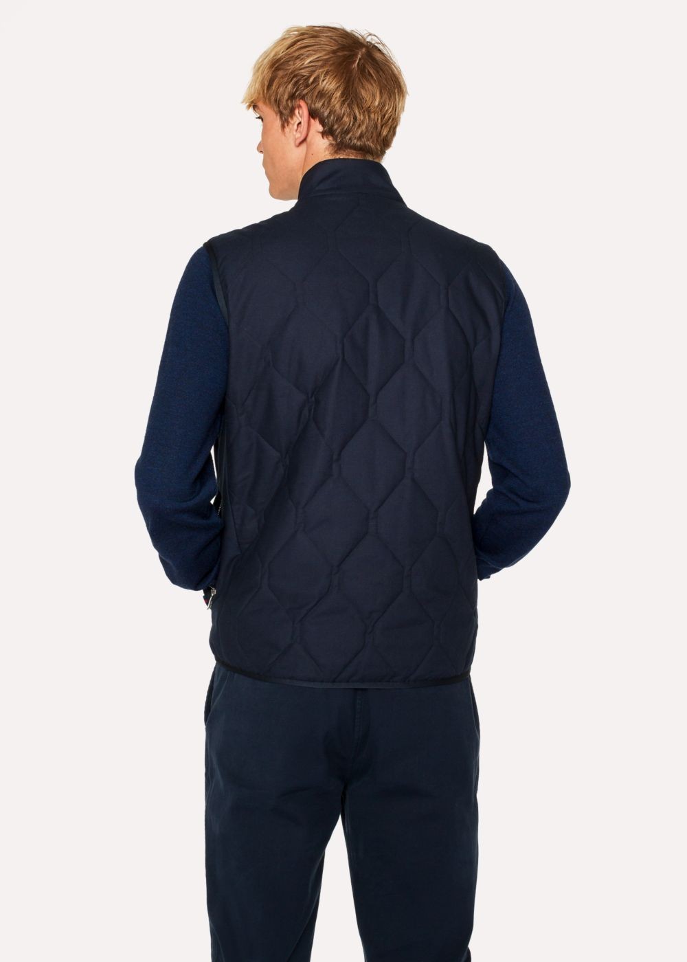 Paul Smith Men's Dark Navy Quilted Zip-Fastening Gilet Clothing