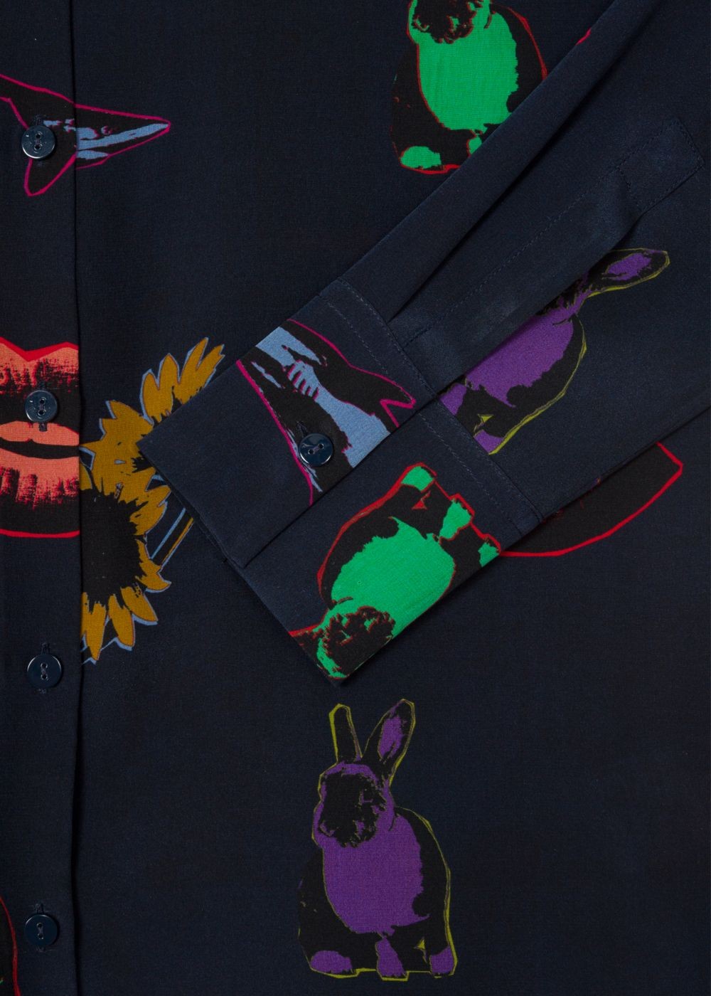 Paul Smith Women's Navy 'artful Lives' Print Silk Shirts