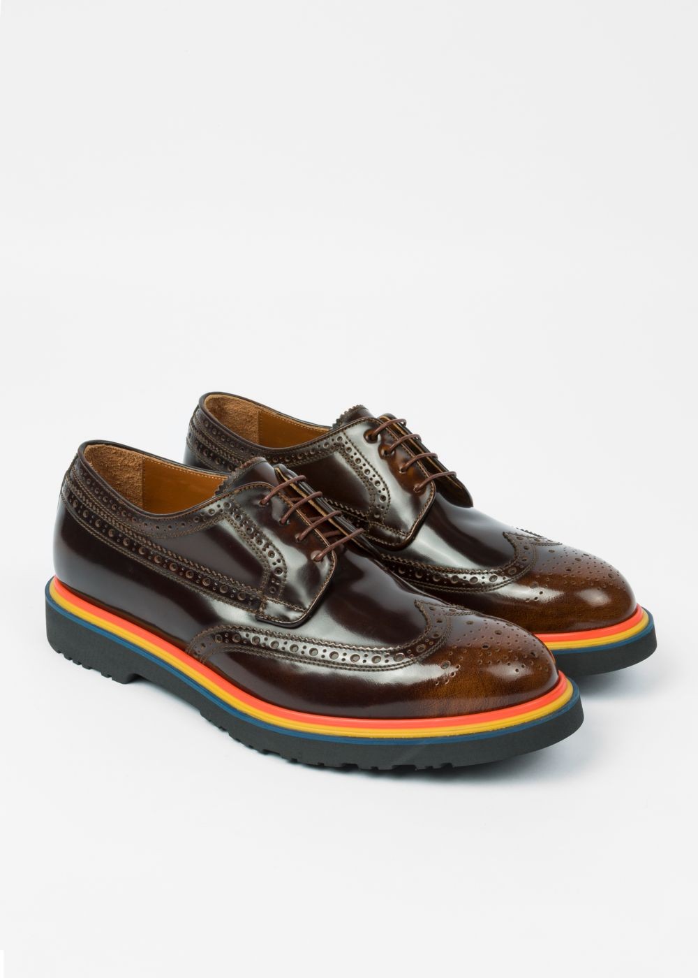 Paul Smith Men's Tan High-Shine Leather 'crispin' Brogues Sneaker