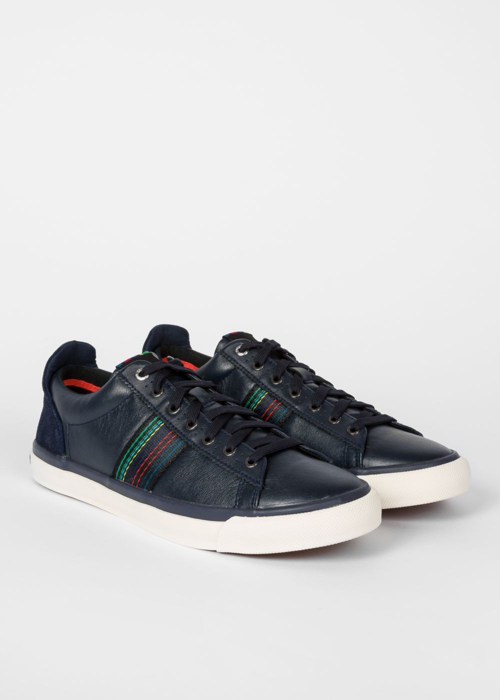 Paul Smith Mens's Dark Navy 'seppo' Leather Shoe With 'cycle Stripe' Stitching
