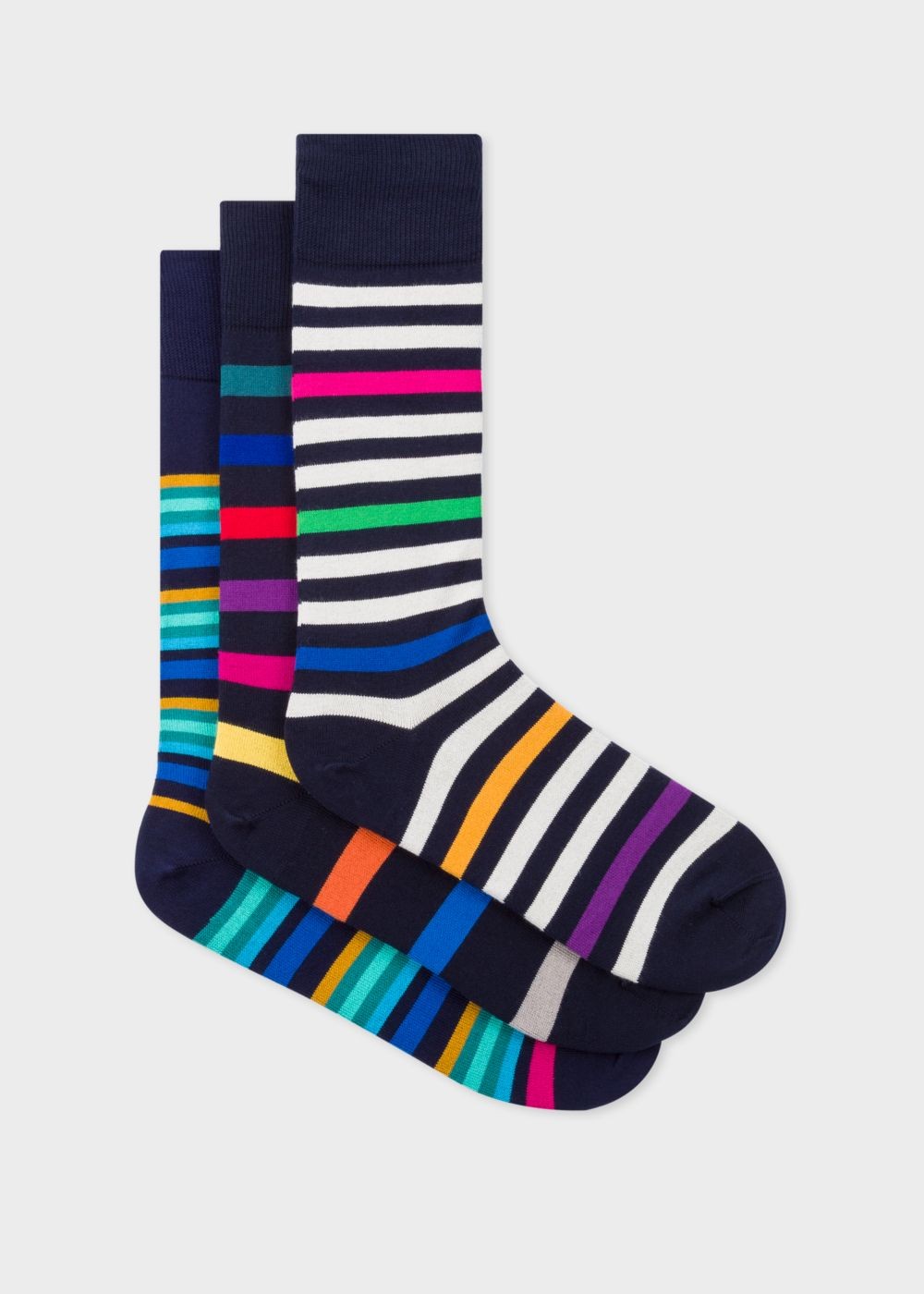 Paul Smith Men's Mixed-Stripe Socks Three Pack