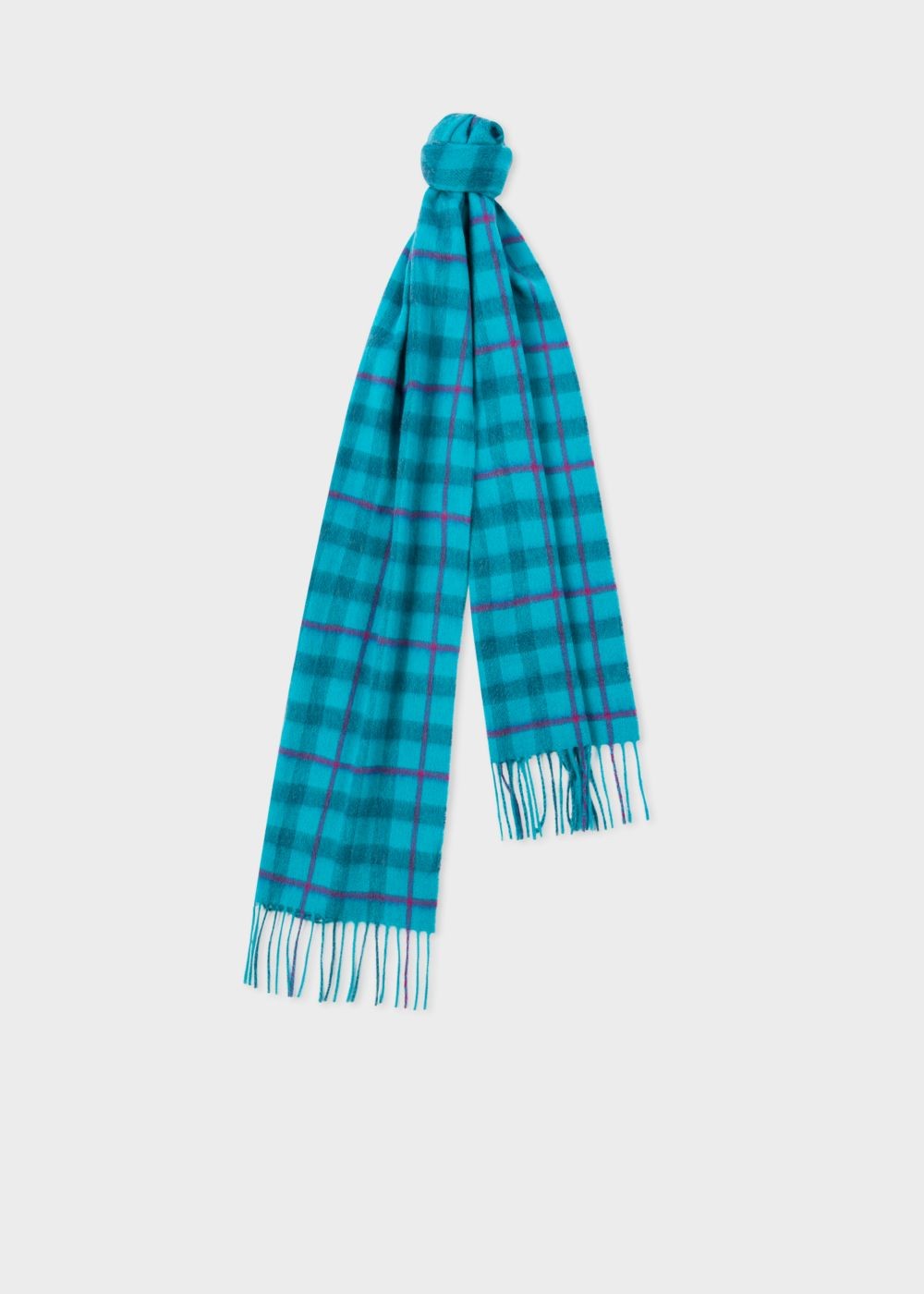 Paul Smith Women's Turquoise Check Cashmere Scarf