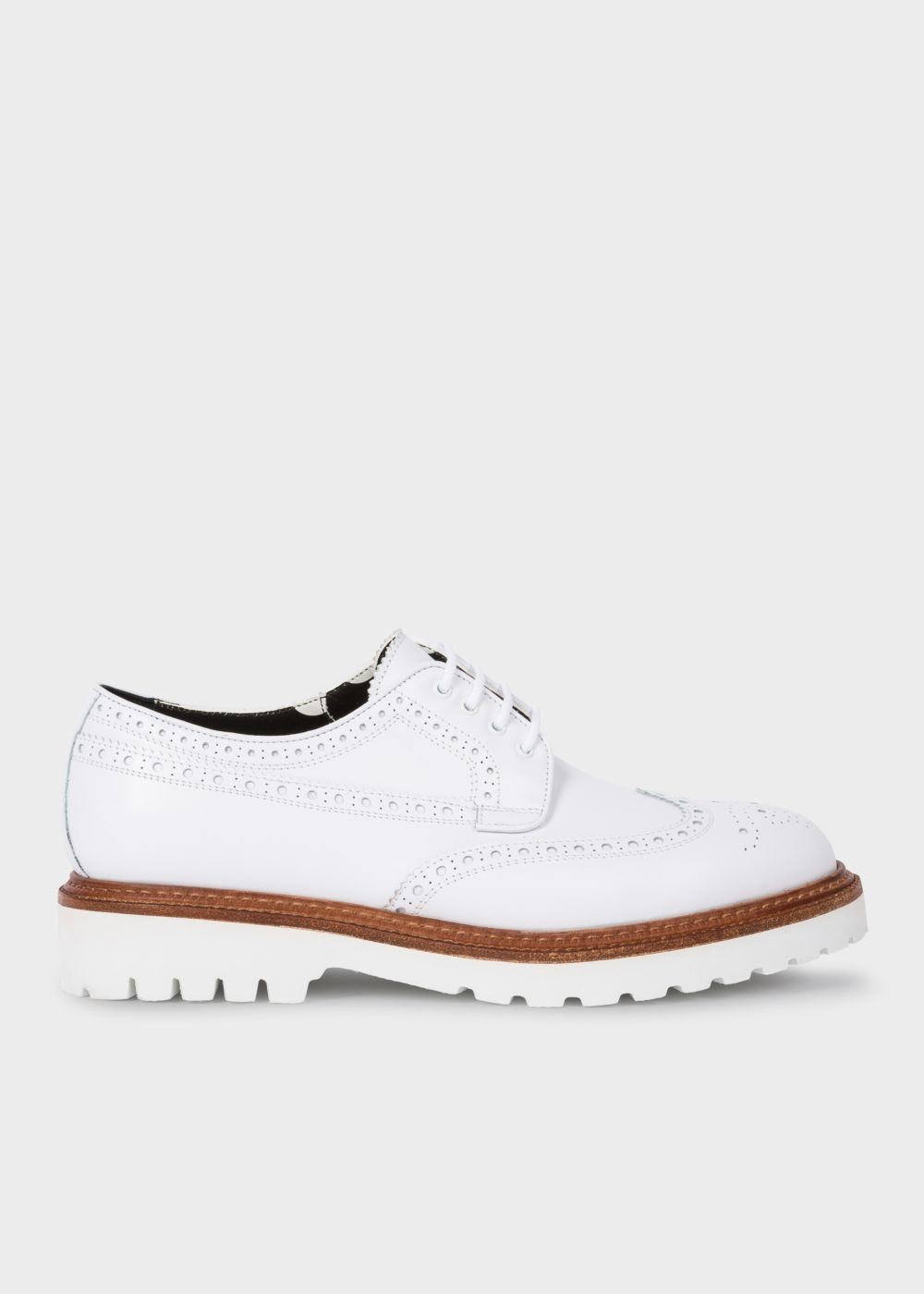 Paul Smith Men's White Leather 'vegas' Brogues Sneakers