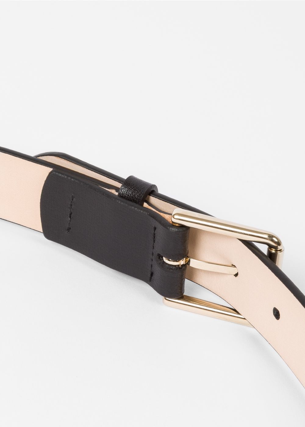 Paul Smith Men's Black 'signature Stripe' Trim Leather Belt