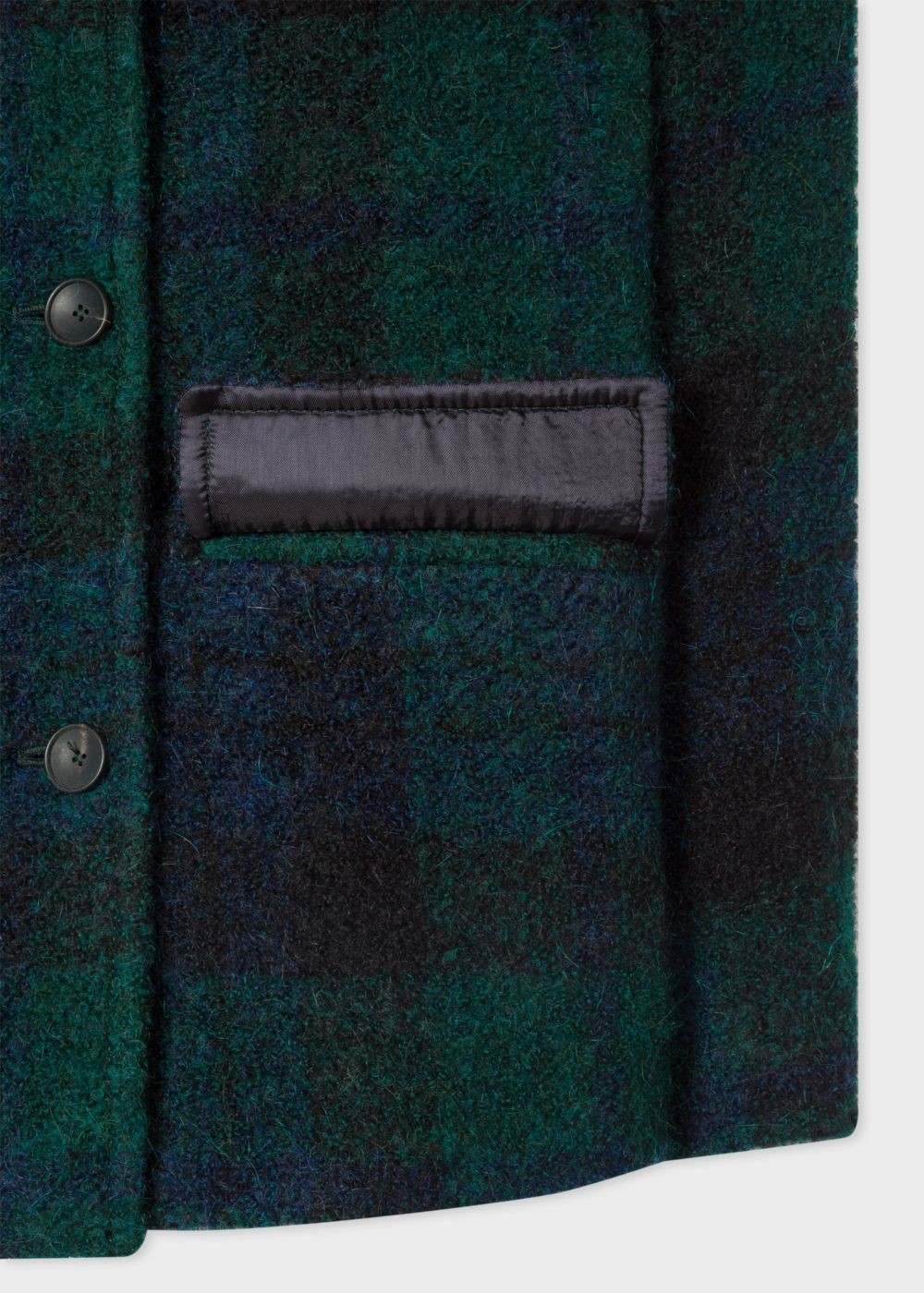 Paul Smith Lady's Blackwatch Tartan Bouclé Pea Coat