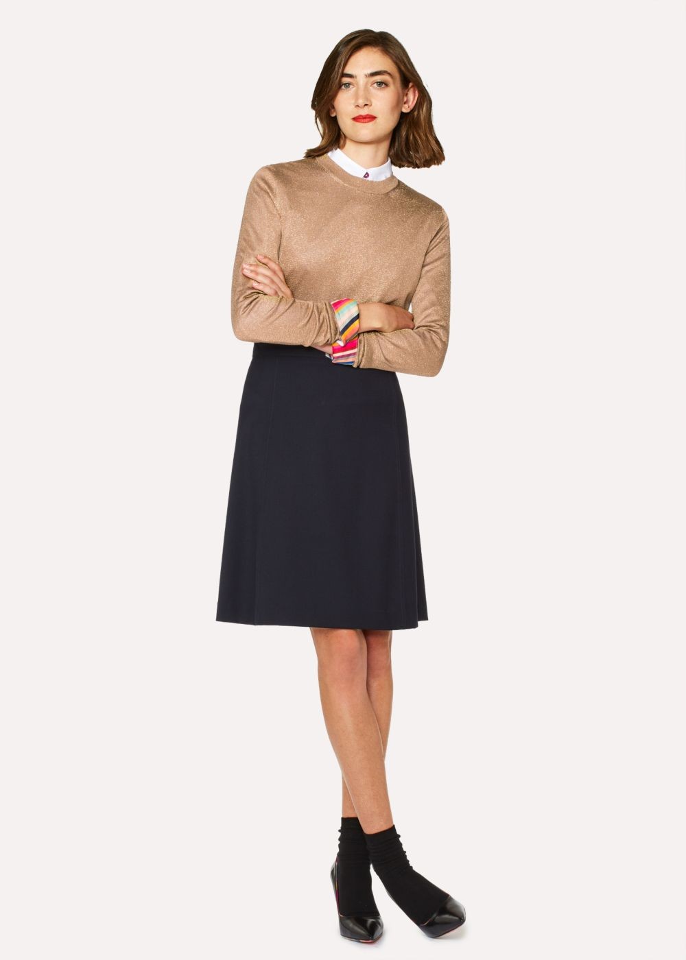 Paul Smith Women's Dark Navy Wool-Twill 'a Skirt To Travel In'