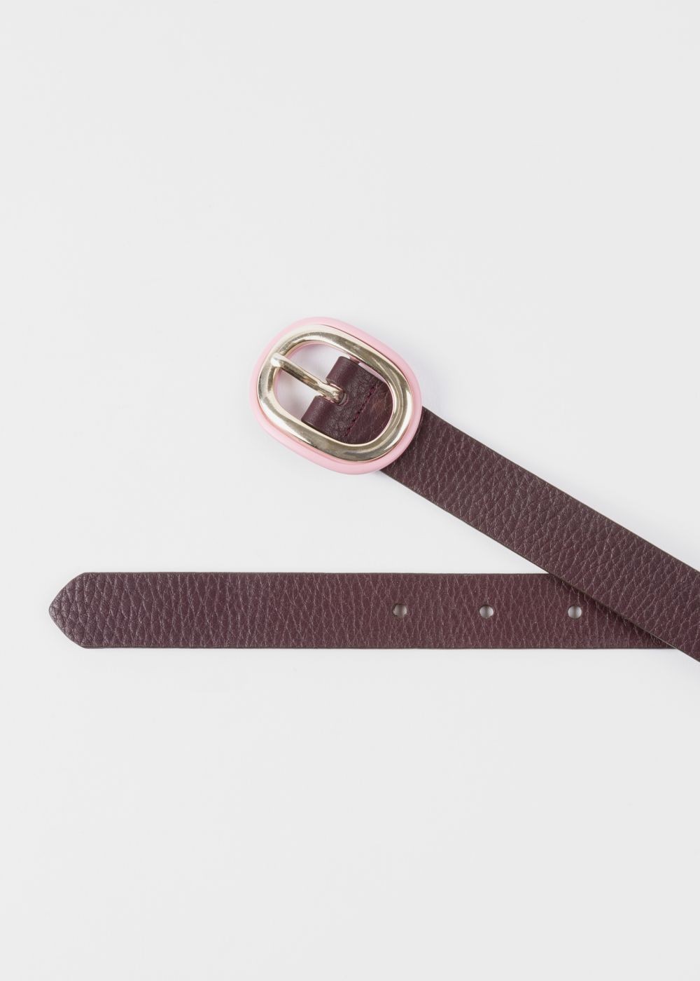 Paul Smith Lady's Burgundy Leather Belt With Pink Buckle