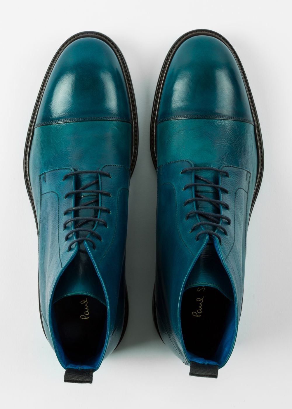 Paul Smith Men's Dip-Dyed Teal Calf Leather 'jarMen' Boots