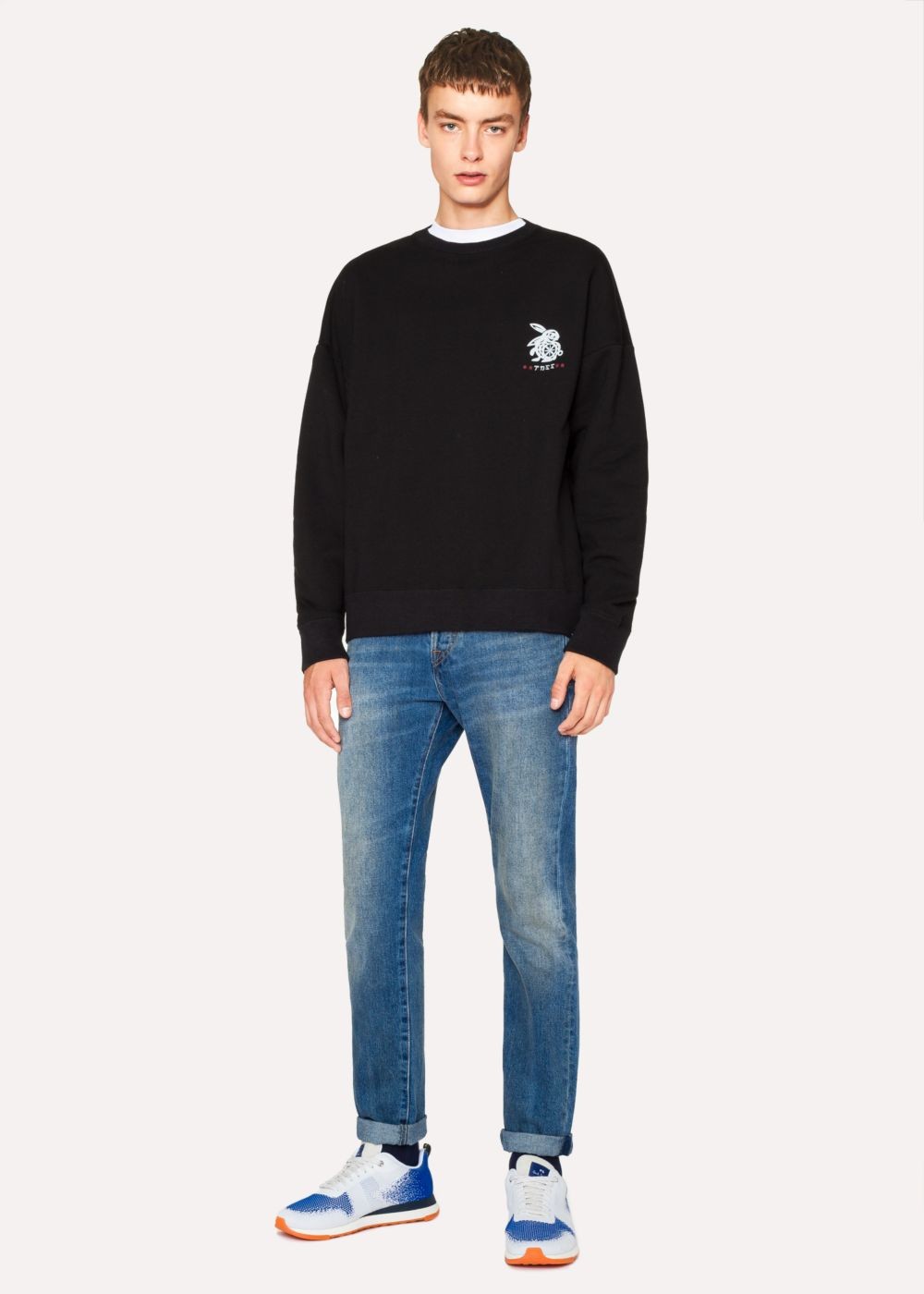 Paul Smith Men's Black Red Ear 'rabbit Logo' Sweatshirt