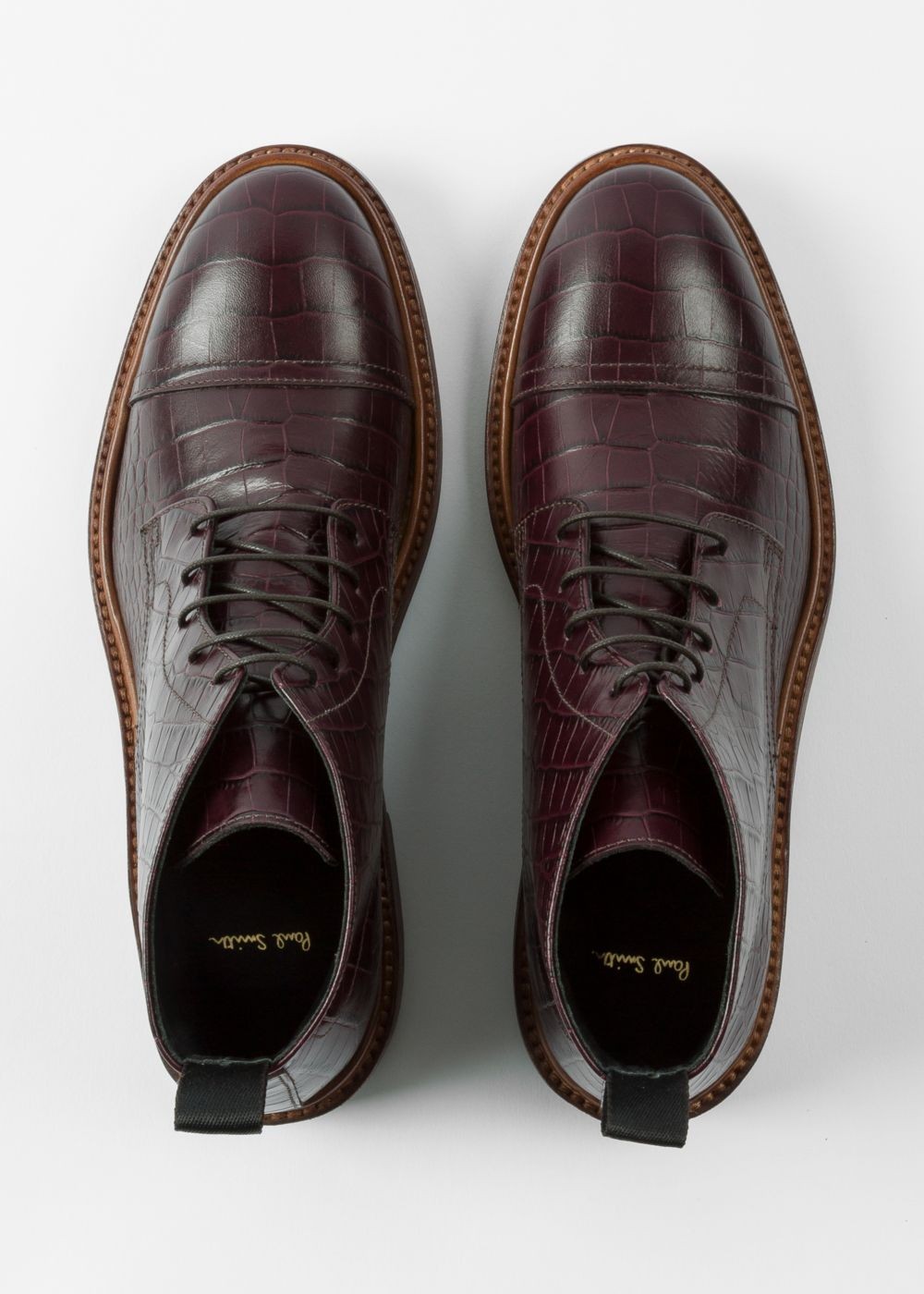 Paul Smith Women's Burgundy Mock-Croc Leather 'jarMen' Boots