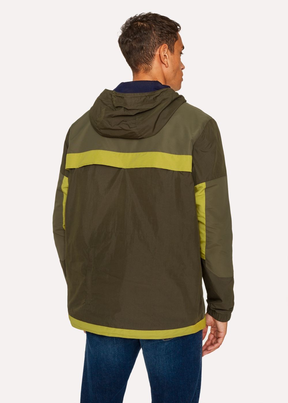 Paul Smith Men's Khaki And Green Showerproof Anorak With Contrast Panels Clothing