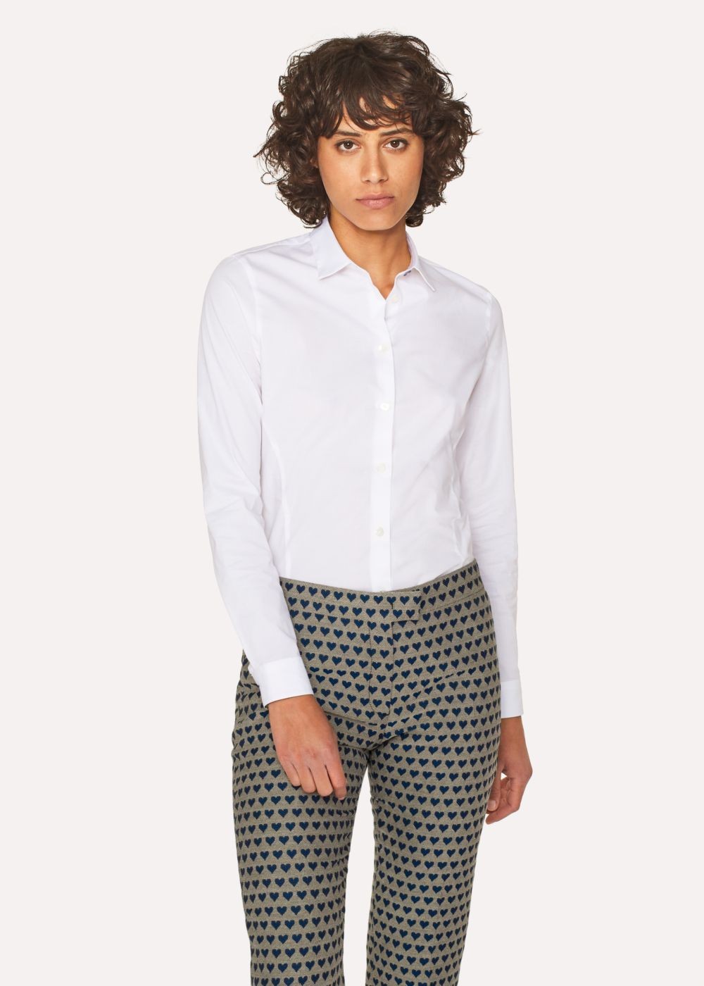 Paul Smith Women's White Slim-Fit Stretch-Cotton Tshirts With 'cycle Stripe' Cuff Linings