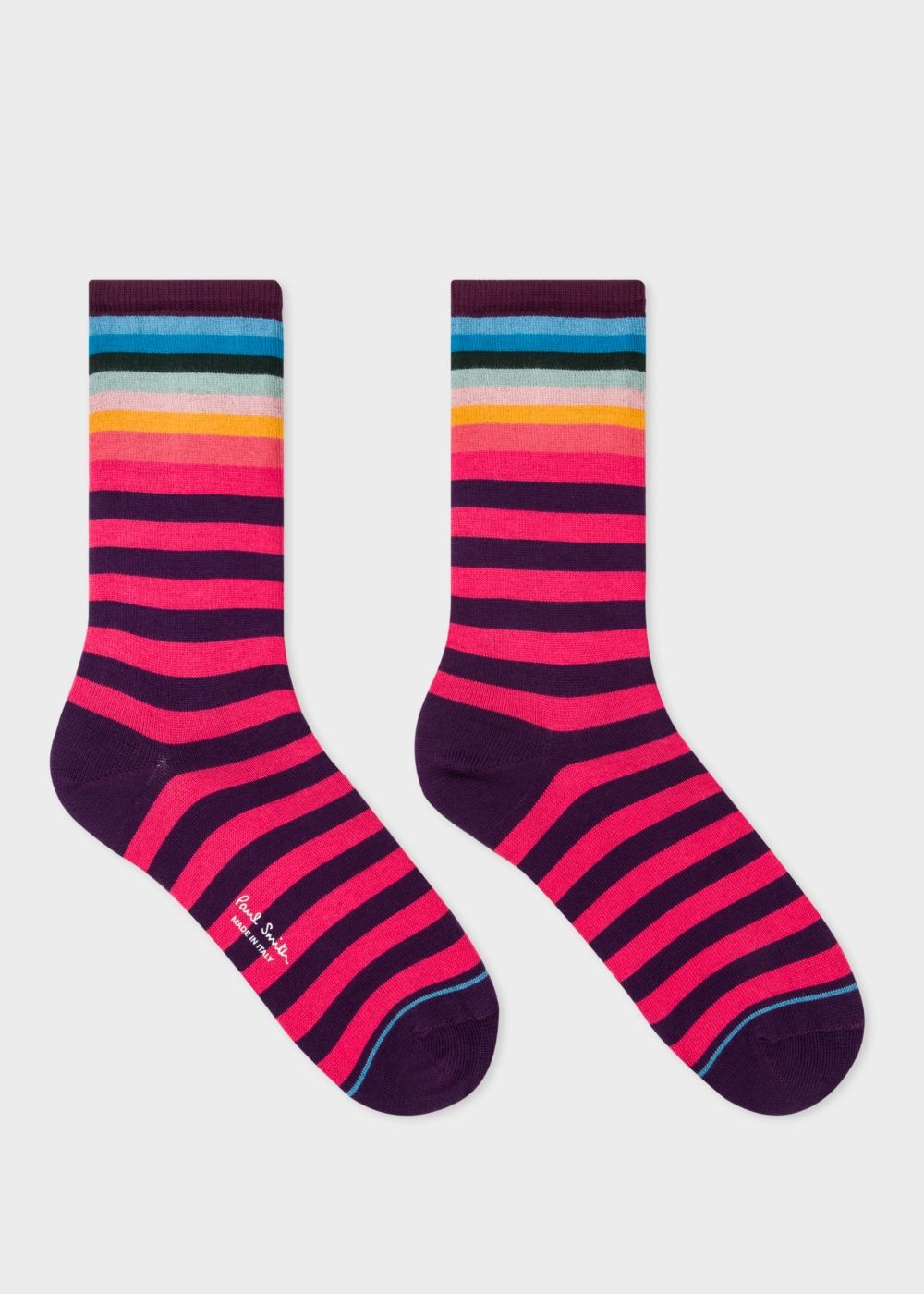 Paul Smith Women's Raspberry Striped Socks With 'artist Stripe' Cuff
