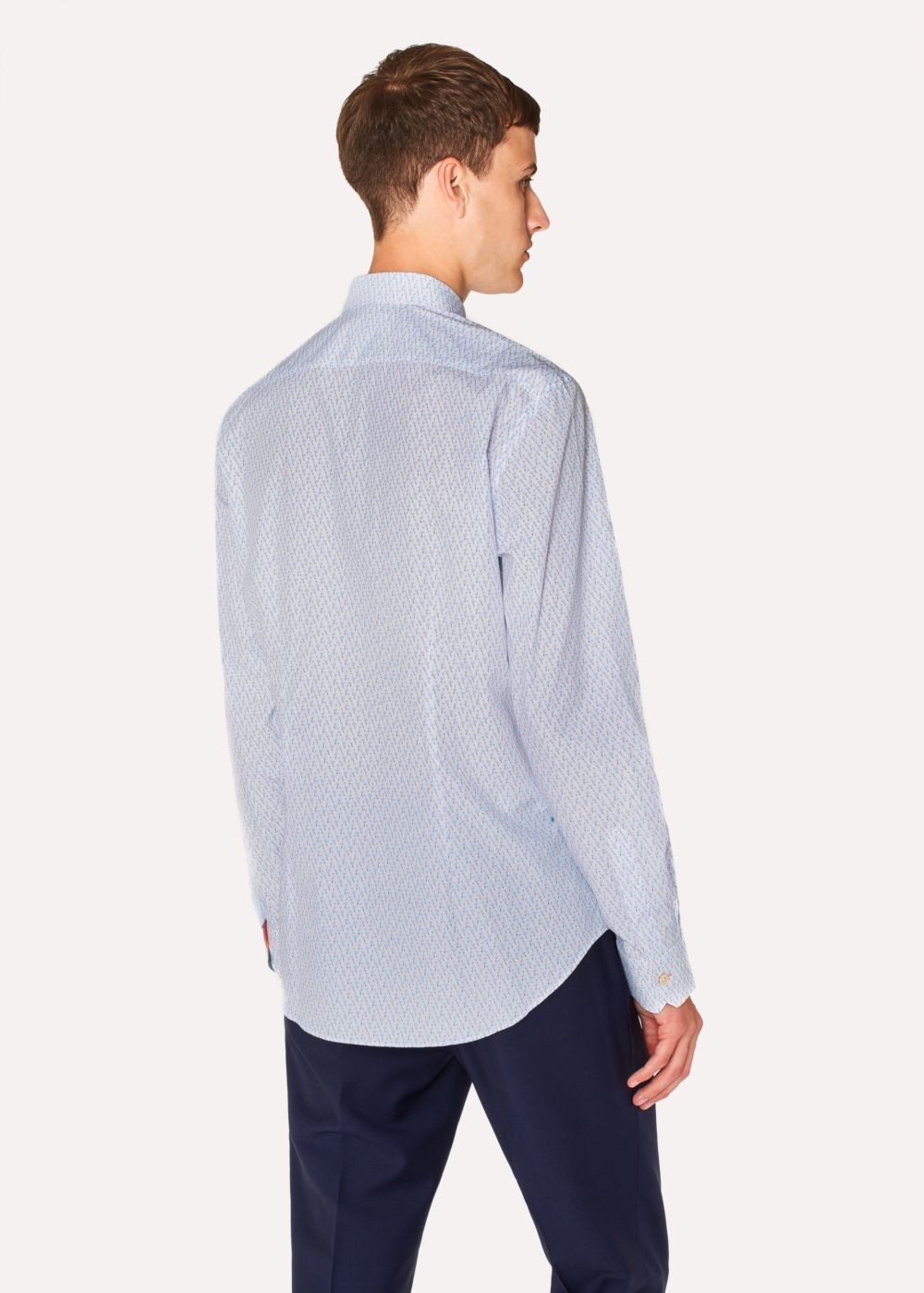 Paul Smith Mens's Slim-Fit White 'flamingo' Print T-Shirts With 'artist Stripe' Cuff Lining