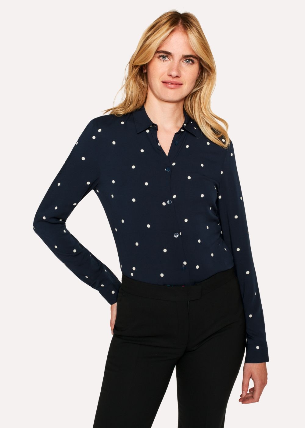 Paul Smith Womens's Slim-Fit Navy Polka Dot Tshirts