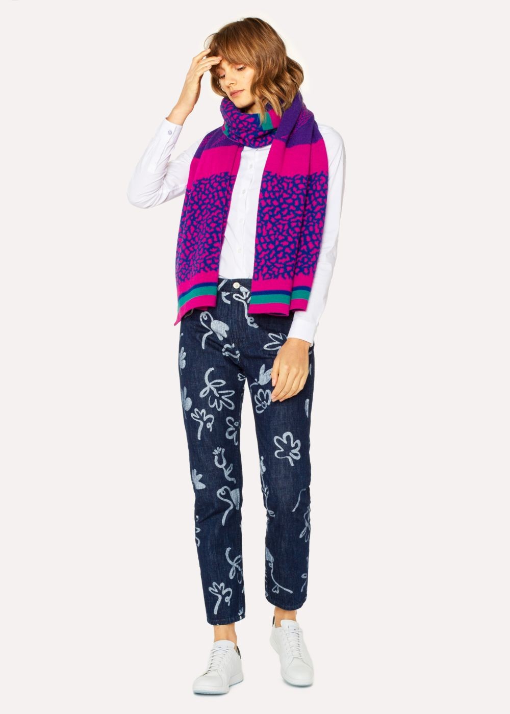 Paul Smith Women's Violet And Pink 'dino' Wool Scarf