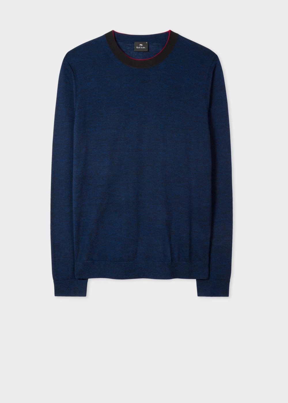 Paul Smith Men's Navy Marl Merino-Wool Sweater With Contrast Collar