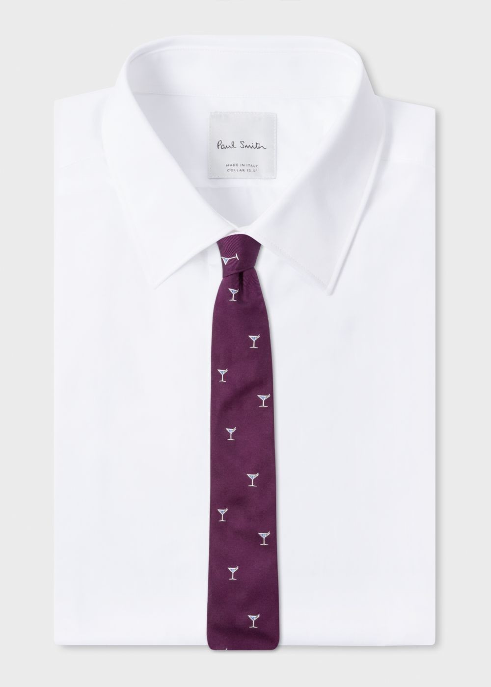 Paul Smith Men's Violet 'cocktail' Motif Narrow Silk Tie
