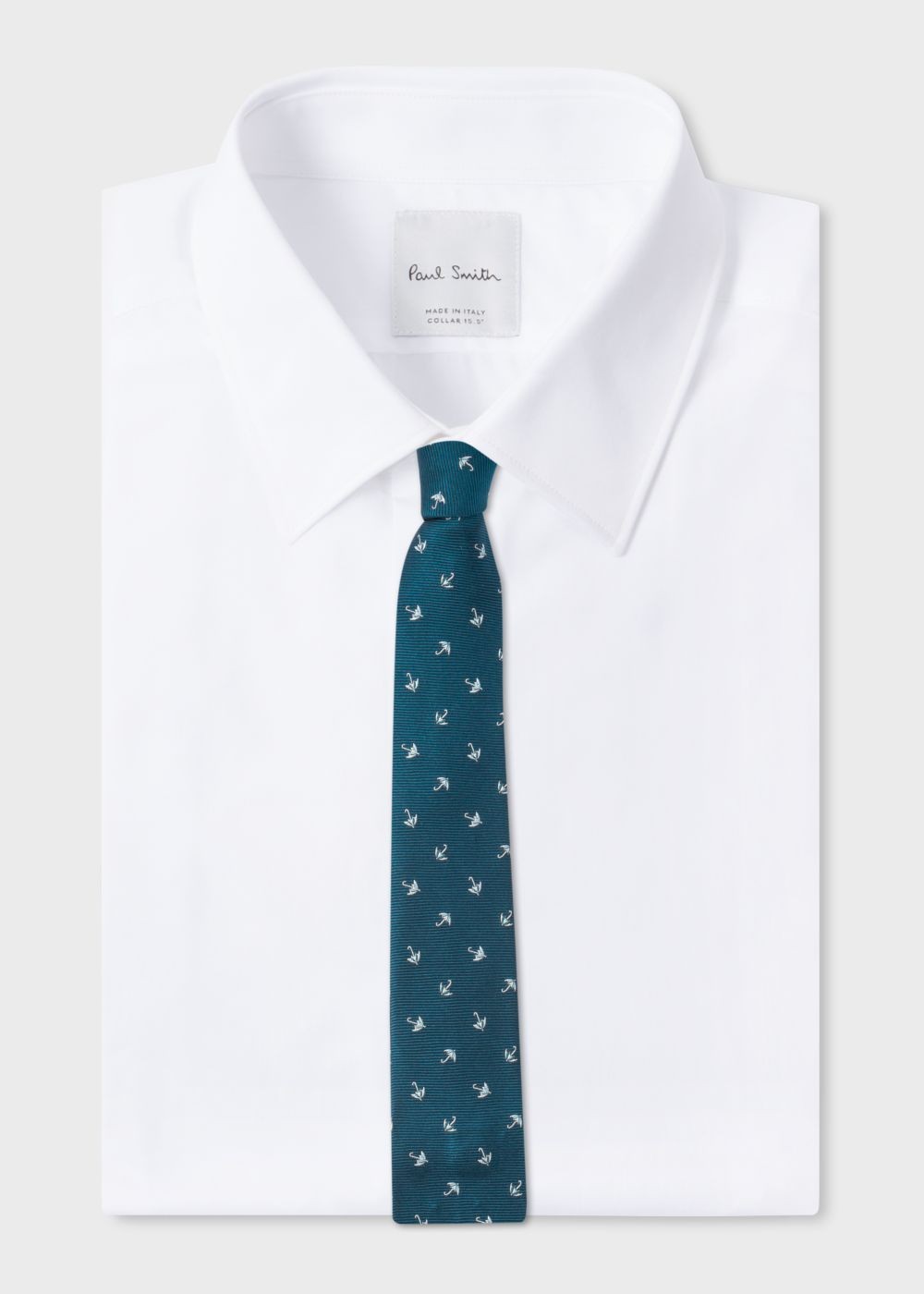 Paul Smith Mens's Petrol 'umbrella' Motif Narrow Silk Tie