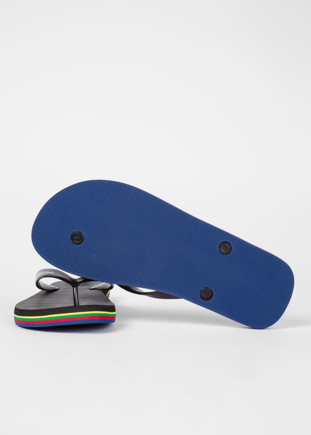 Paul Smith Men's Black 'dale' Flip Flops With Multi-Coloured Edge