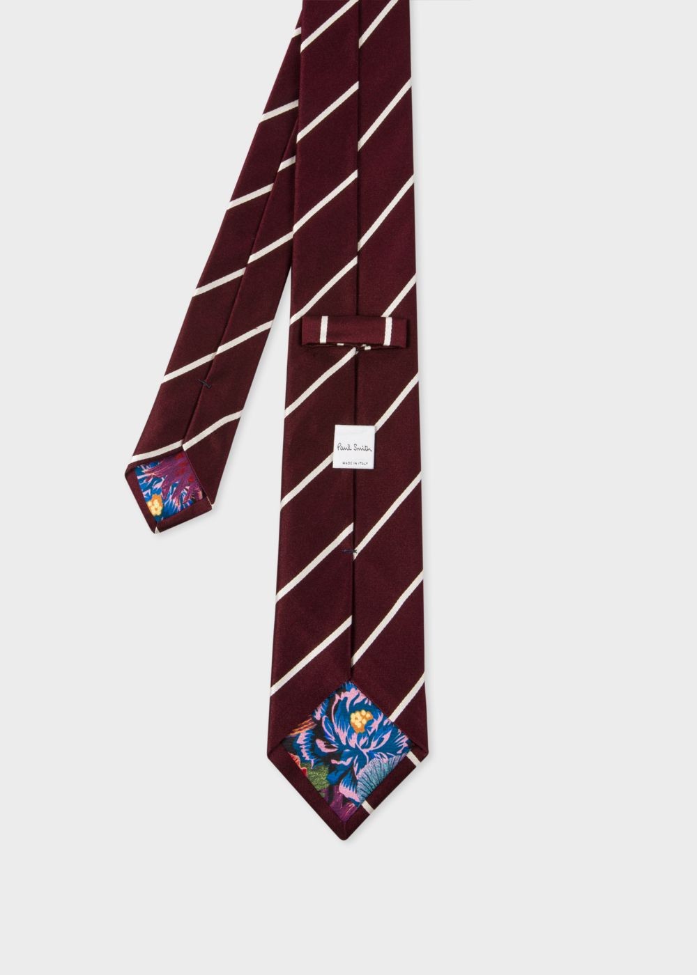 Paul Smith Men's Burgundy Diagonal Stripe Silk Tie