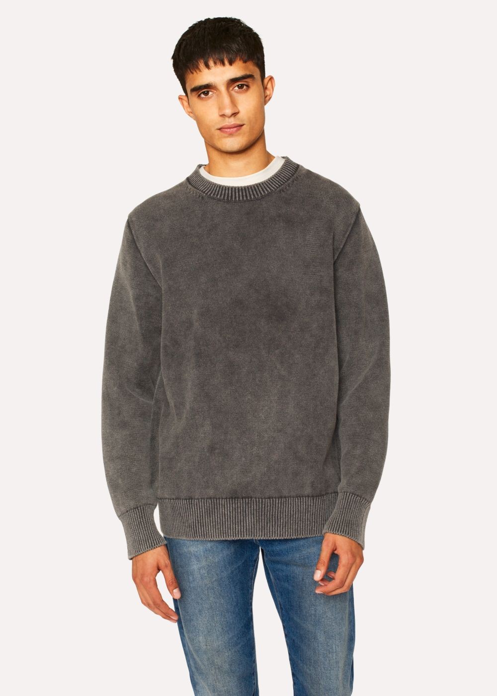 Paul Smith Mens's Stone Grey Faded Red Ear Sweater