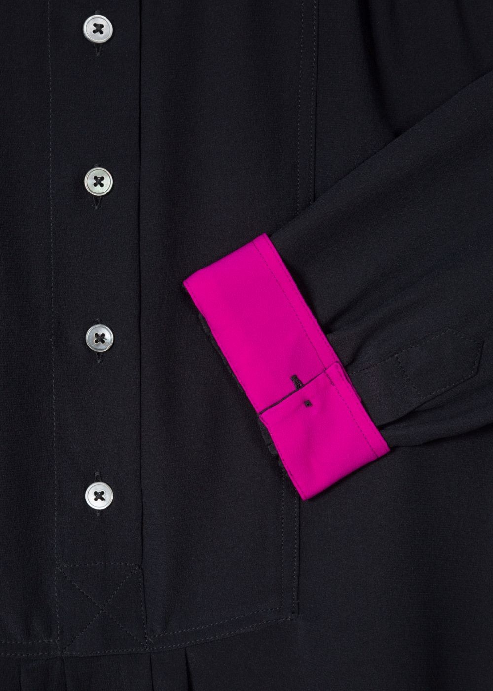 Paul Smith Women's Black Band-Collar Silk Tshirt