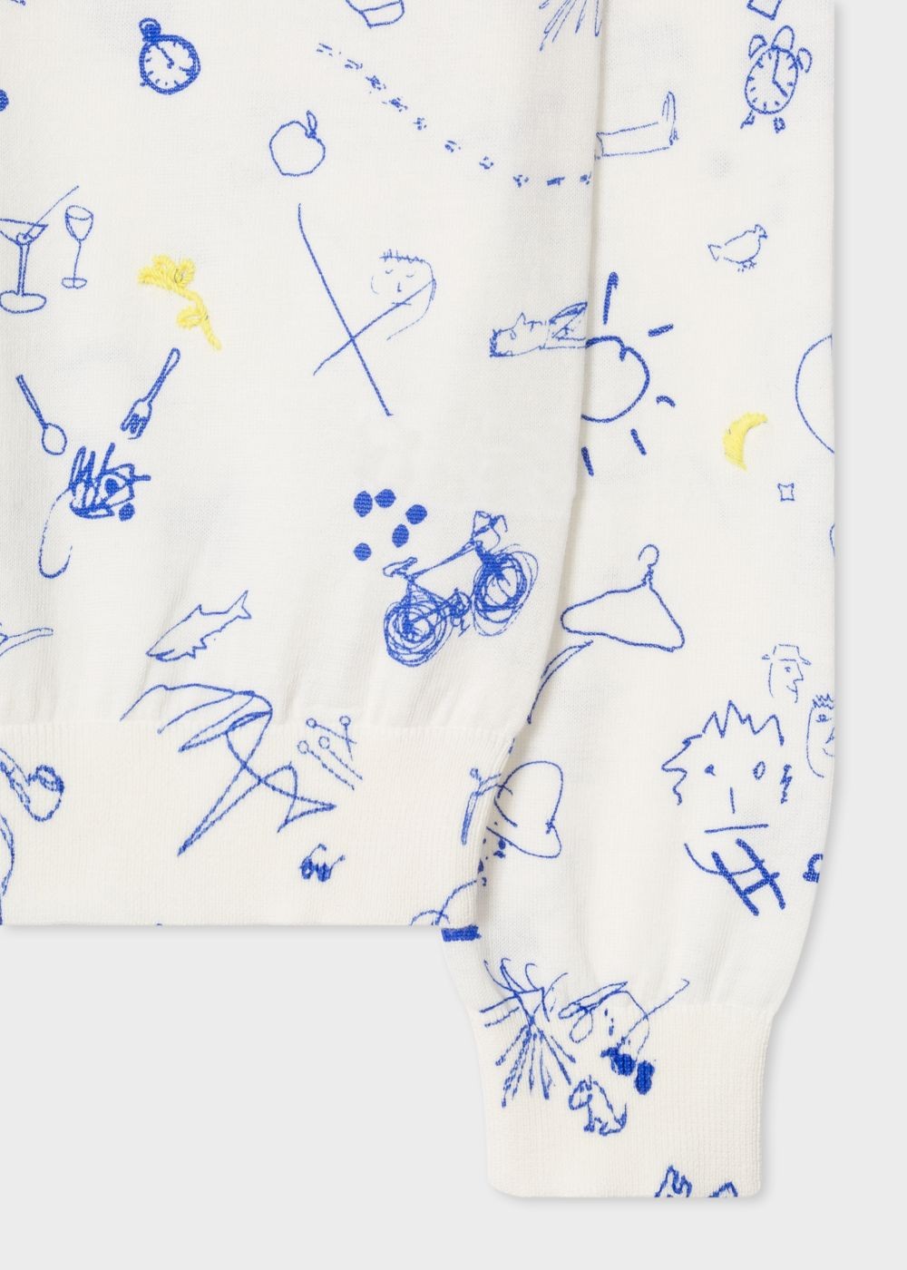 Paul Smith Women's White Cotton Sweater With 'paul's Sketchbook' Print