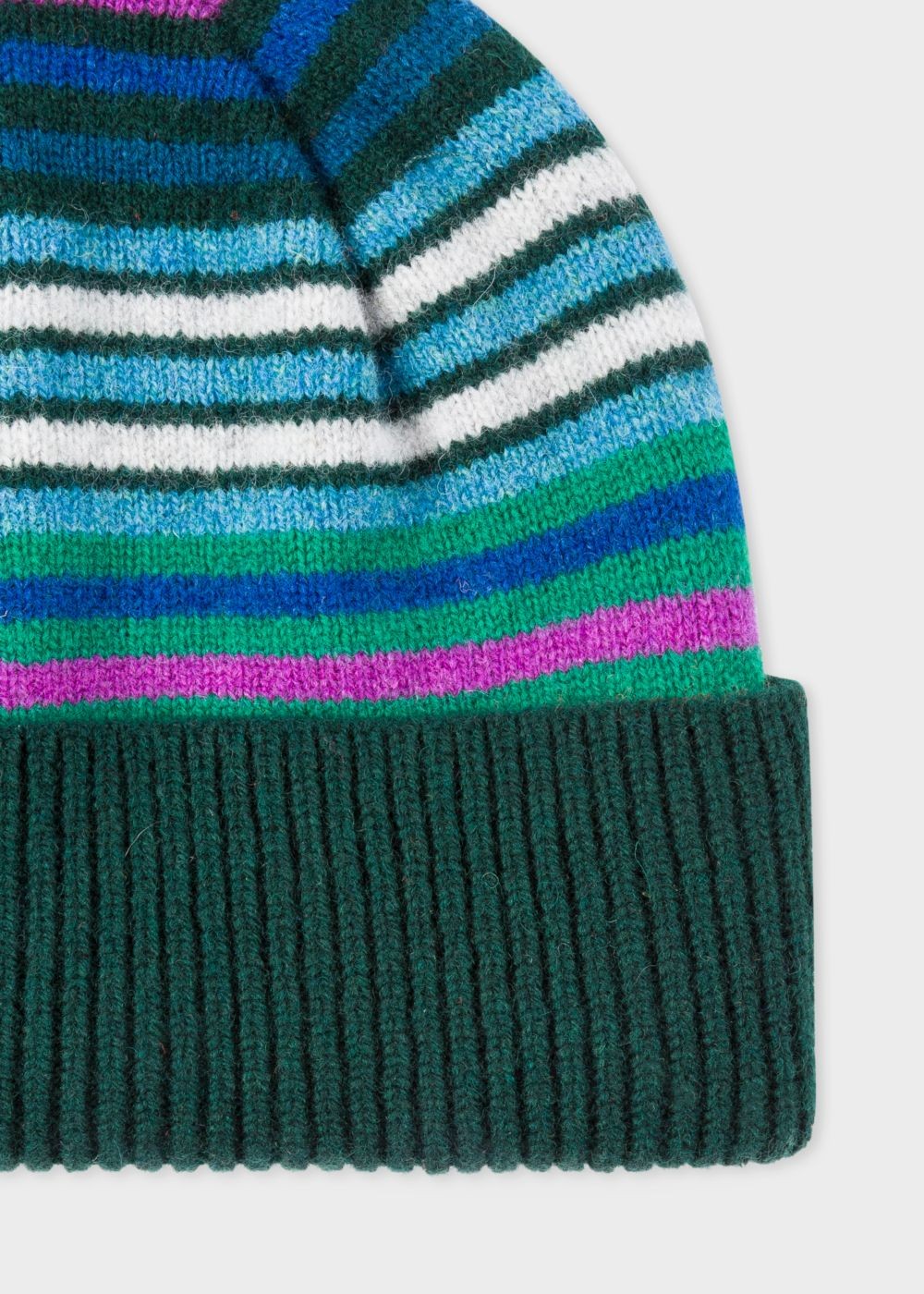Paul Smith Men's Dark Green Striped Wool Beanie Hats