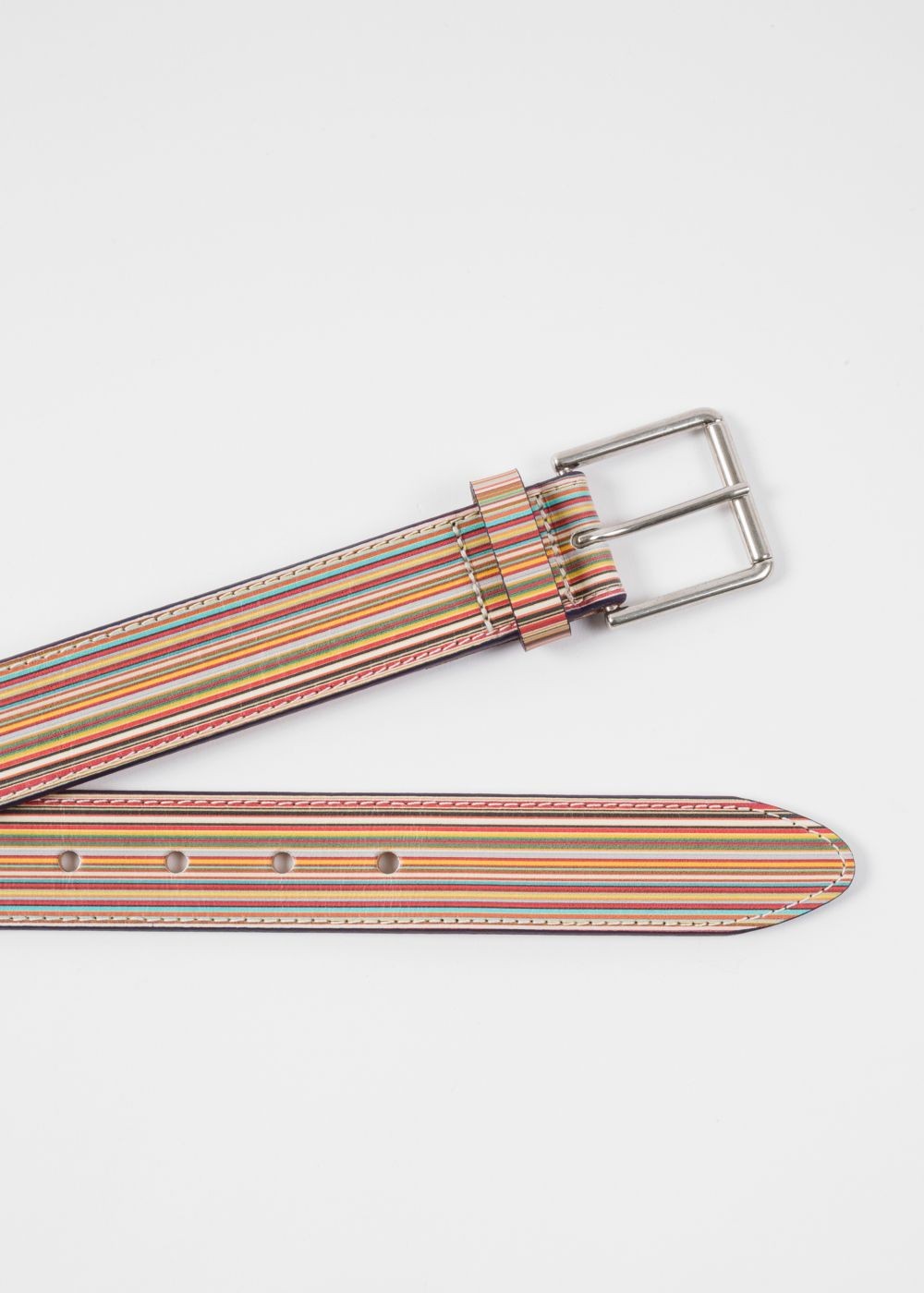 Paul Smith Mens's Embossed Signature Stripe Leather Belt
