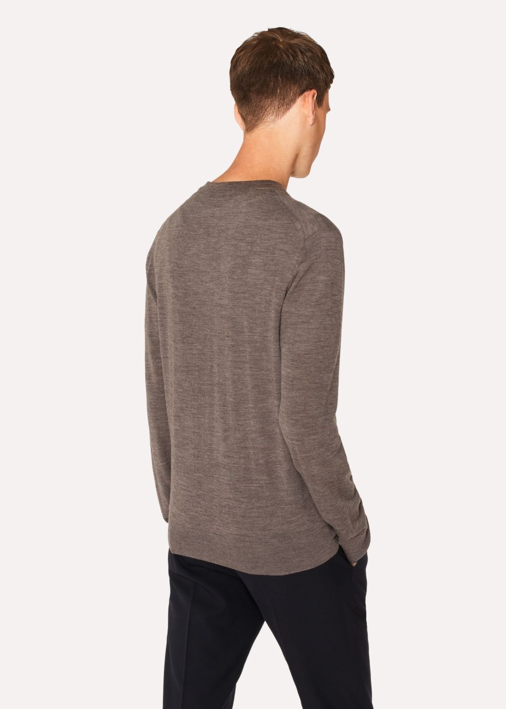 Paul Smith Mens's Dark Taupe Crew-Neck Merino Wool Sweater