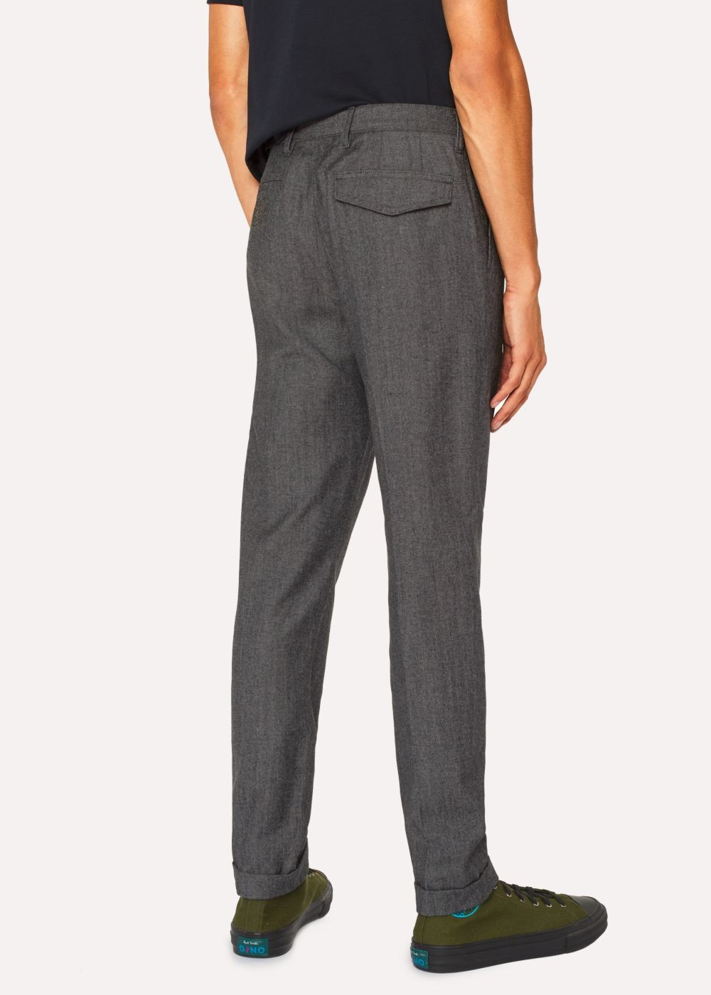 Paul Smith Mens's Dark Grey Marl Pleated Wool And Cotton Pants