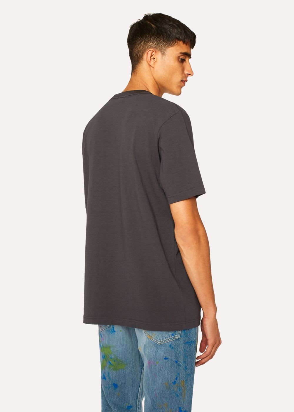 Paul Smith Men's Charcoal 'red Ear Grid' Print T-Shirt