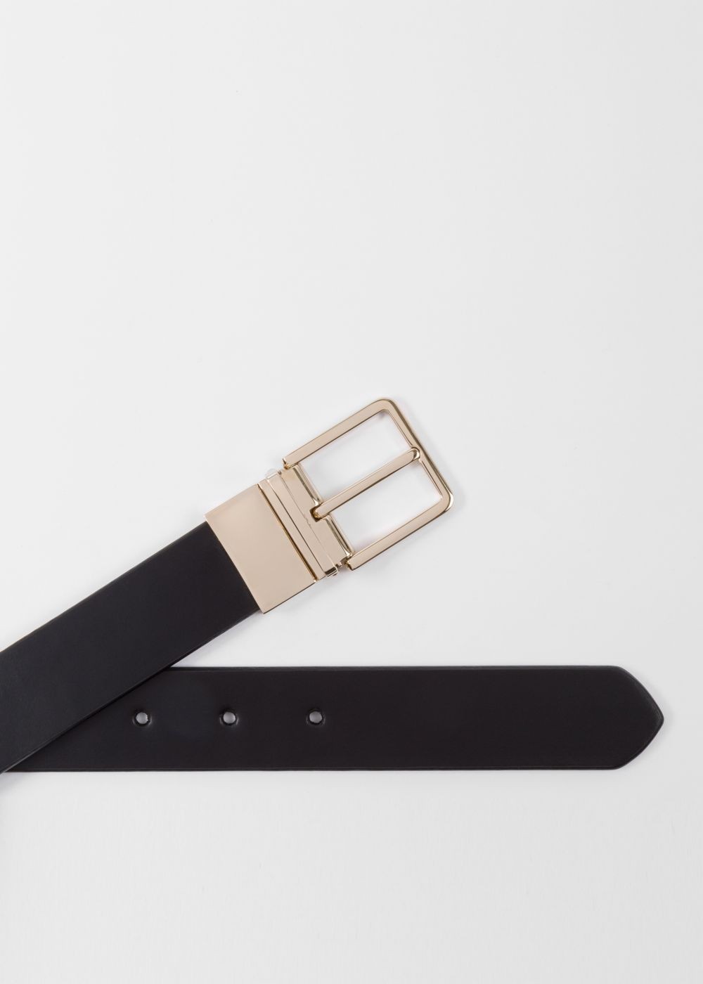 Paul Smith Men's Black And Signature Stripe Leather Cut-To-Fit Reversible Belt Kit