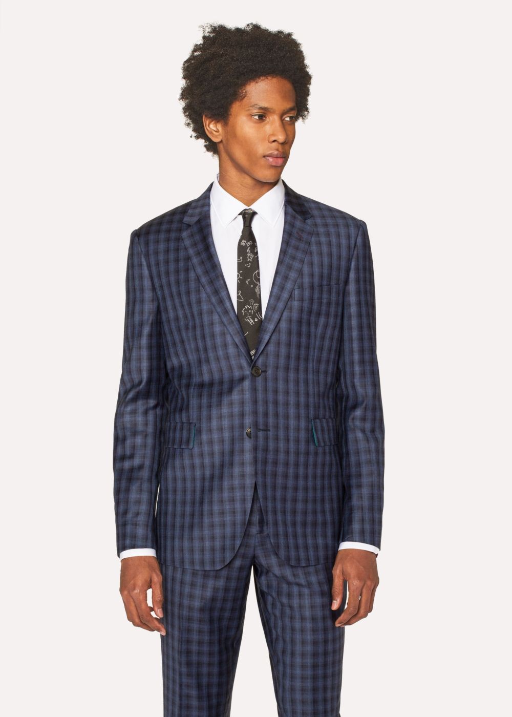 Paul Smith Mens's Slim-Fit Navy Check Wool Suit