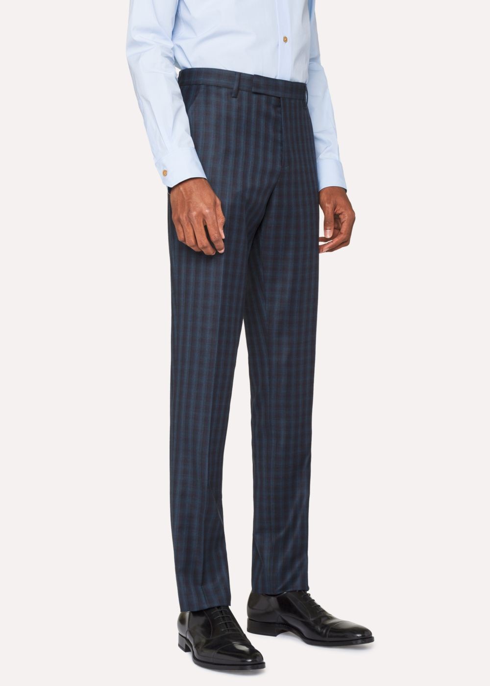 Paul Smith Mens's Slim-Fit Dark Green Check Wool Pants