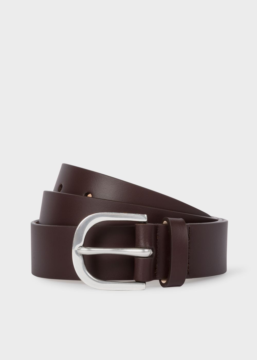 Paul Smith Mens's Chocolate Brown Stripe-Buckle Leather Belt