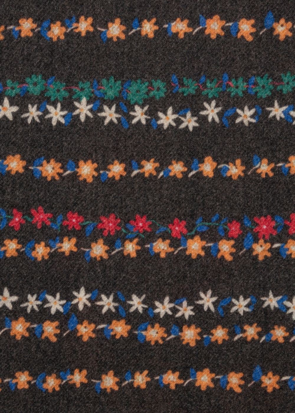 Paul Smith Men's Black 'florian' Print Wool-Cashmere Scarf With 'floral Stripe' Reverse