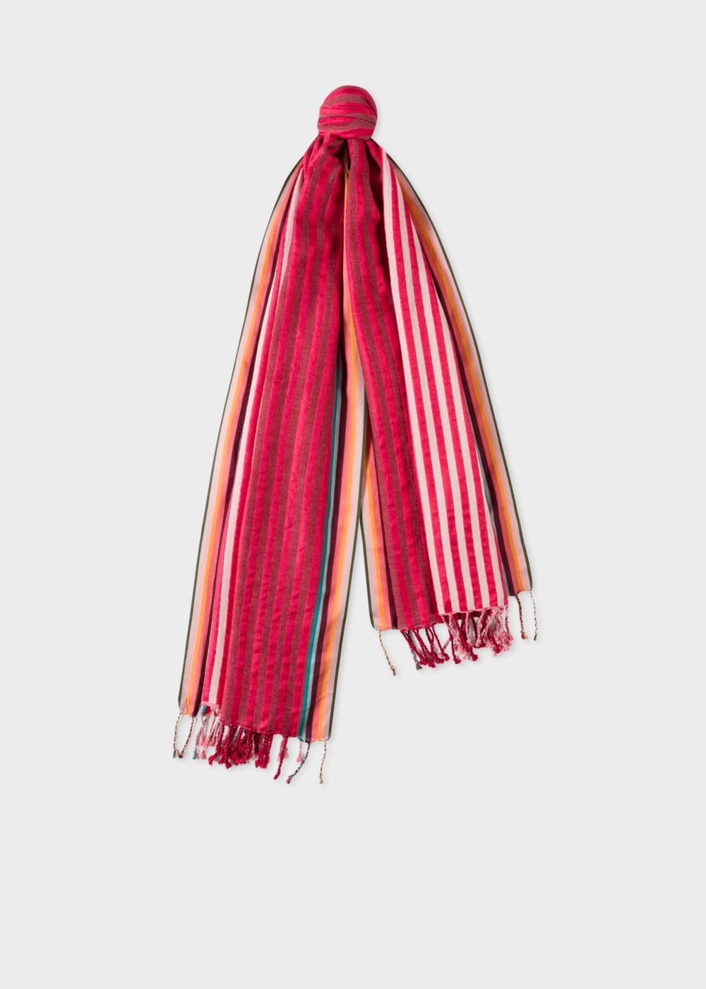 Paul Smith Men's Two-Tone Red Stripe Cotton-Silk Scarf