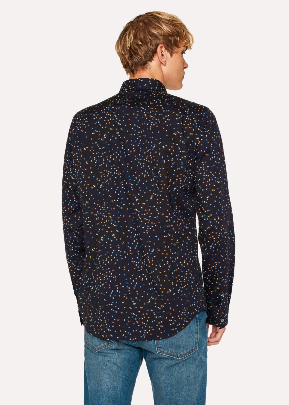 Paul Smith Mens's Slim-Fit Navy 'pins' Print Stretch-Cotton Shirts